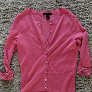 White House Black Market Pink pearl button cardiga